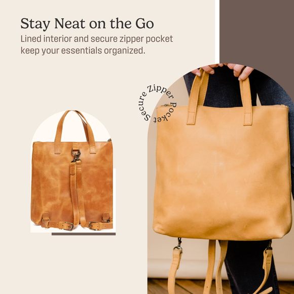 Abera Leather Backpack Convertible to Tote Bag for Women, Spacious✨ main image 5